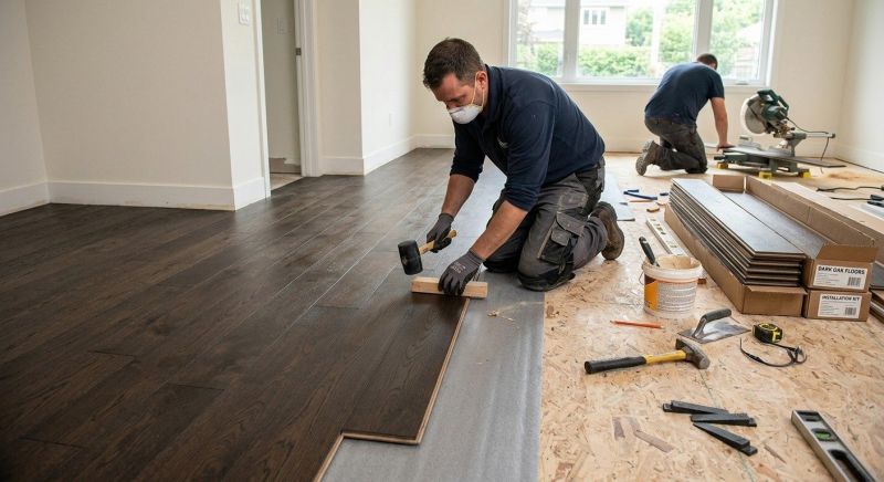 Dark Wood Floor Installation in Baltimore County, MD